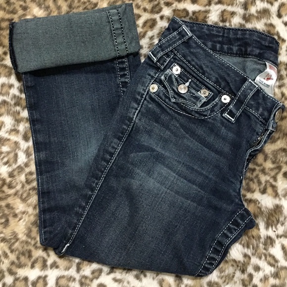 TRUE RELIGION CROPPED STRETCH DENIM BOOT CUT JEANS - Picture 5 of 8